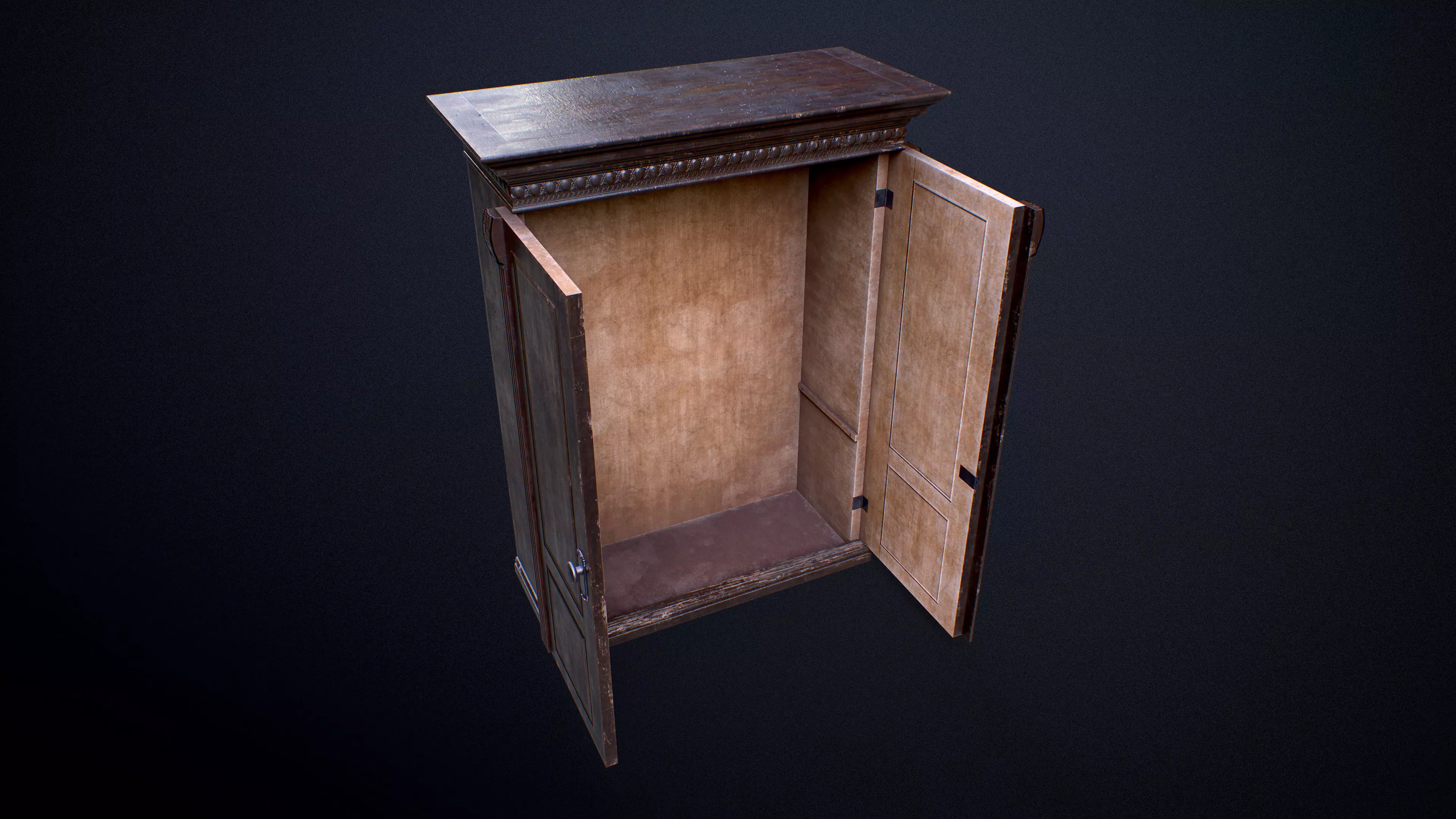 Vintage Wardrobe PBR Game-Ready Low-poly 3D model