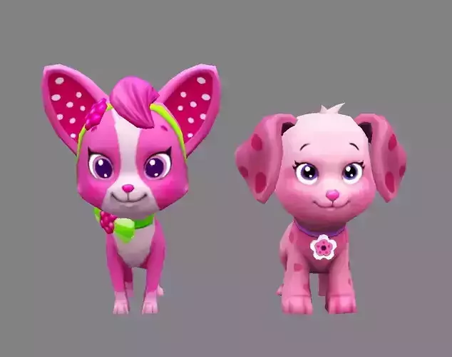 Cartoon puppy - purple female dog - Pet dog