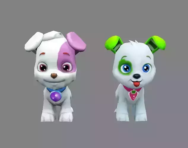 Cartoon puppy - white male dog - Pet dog