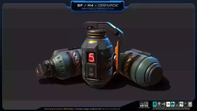 Sci Fi M4 - Grenade Low-poly 3D model