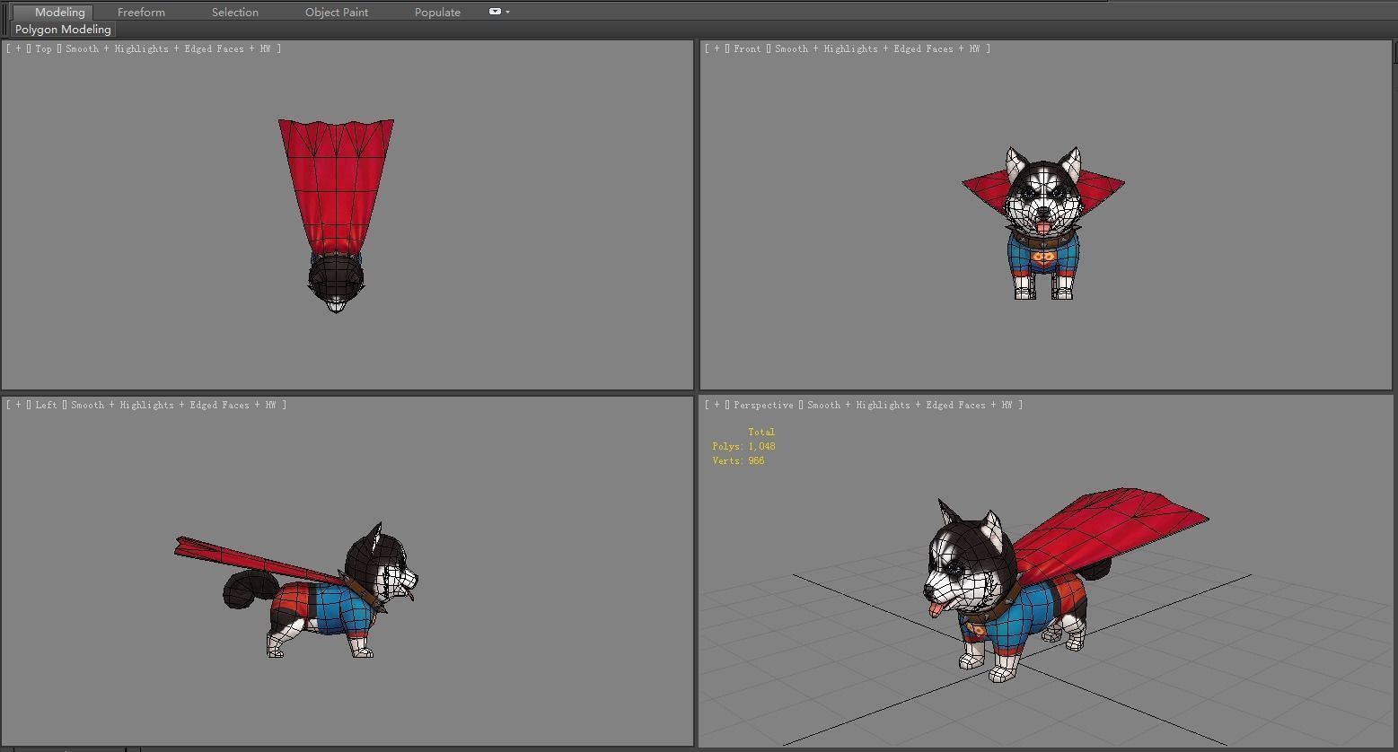 Cartoon puppy - Super Dog Low-poly 3D model_5