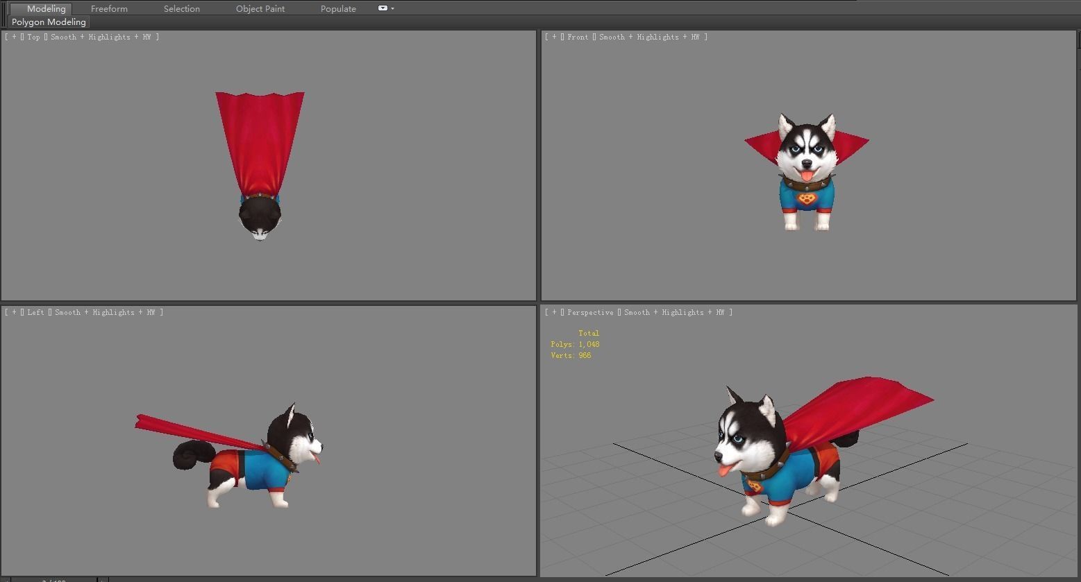 Cartoon puppy - Super Dog Low-poly 3D model_4