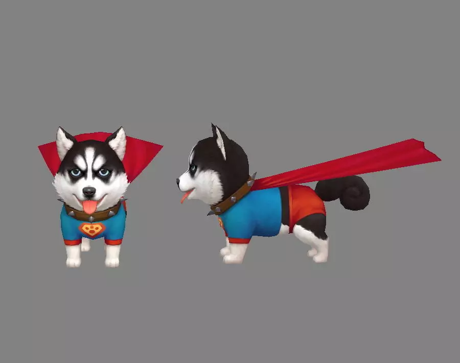 Cartoon puppy - Super Dog Low-poly 3D model_0