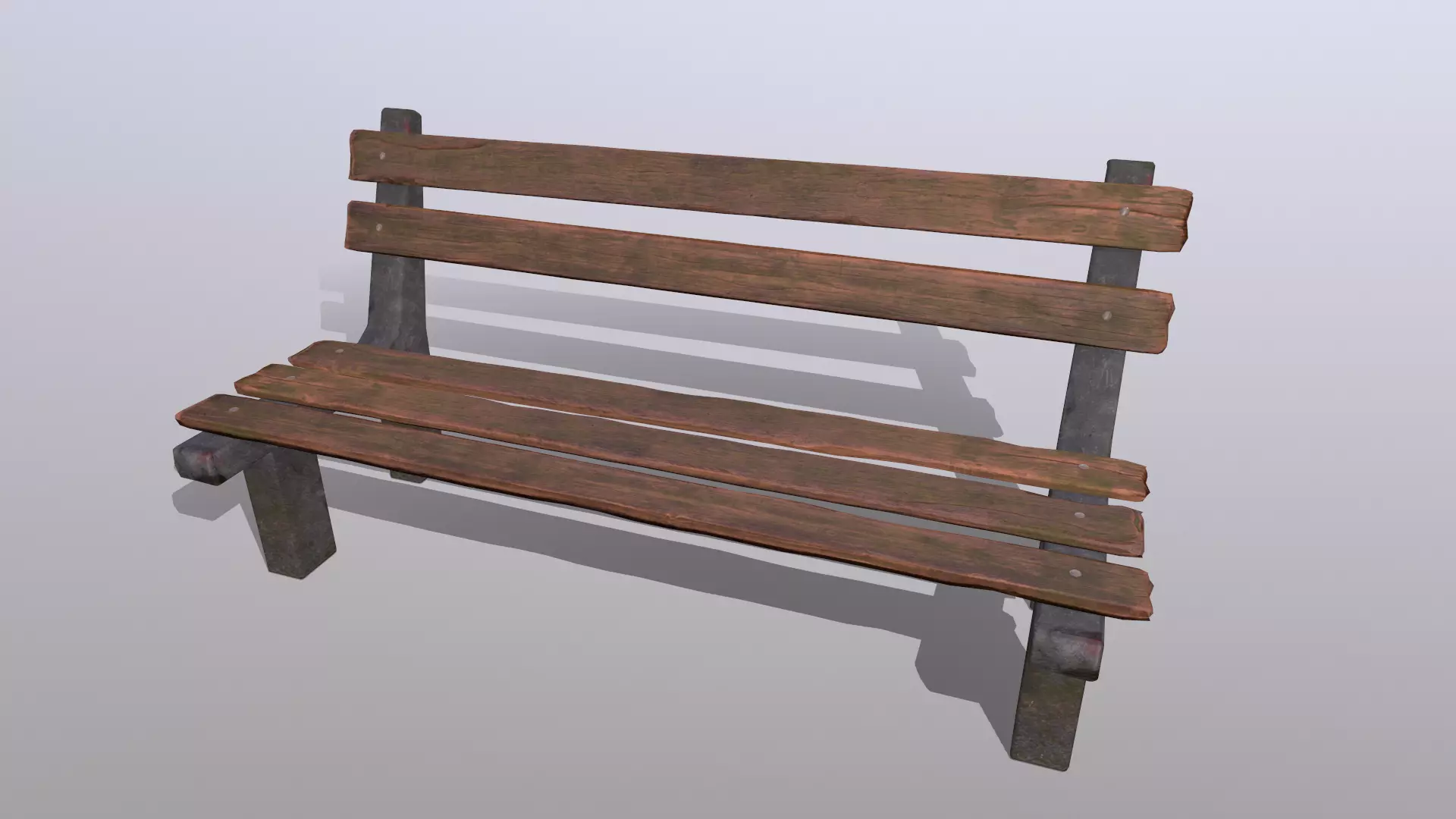 Bench wooden Low-poly 3D model_0