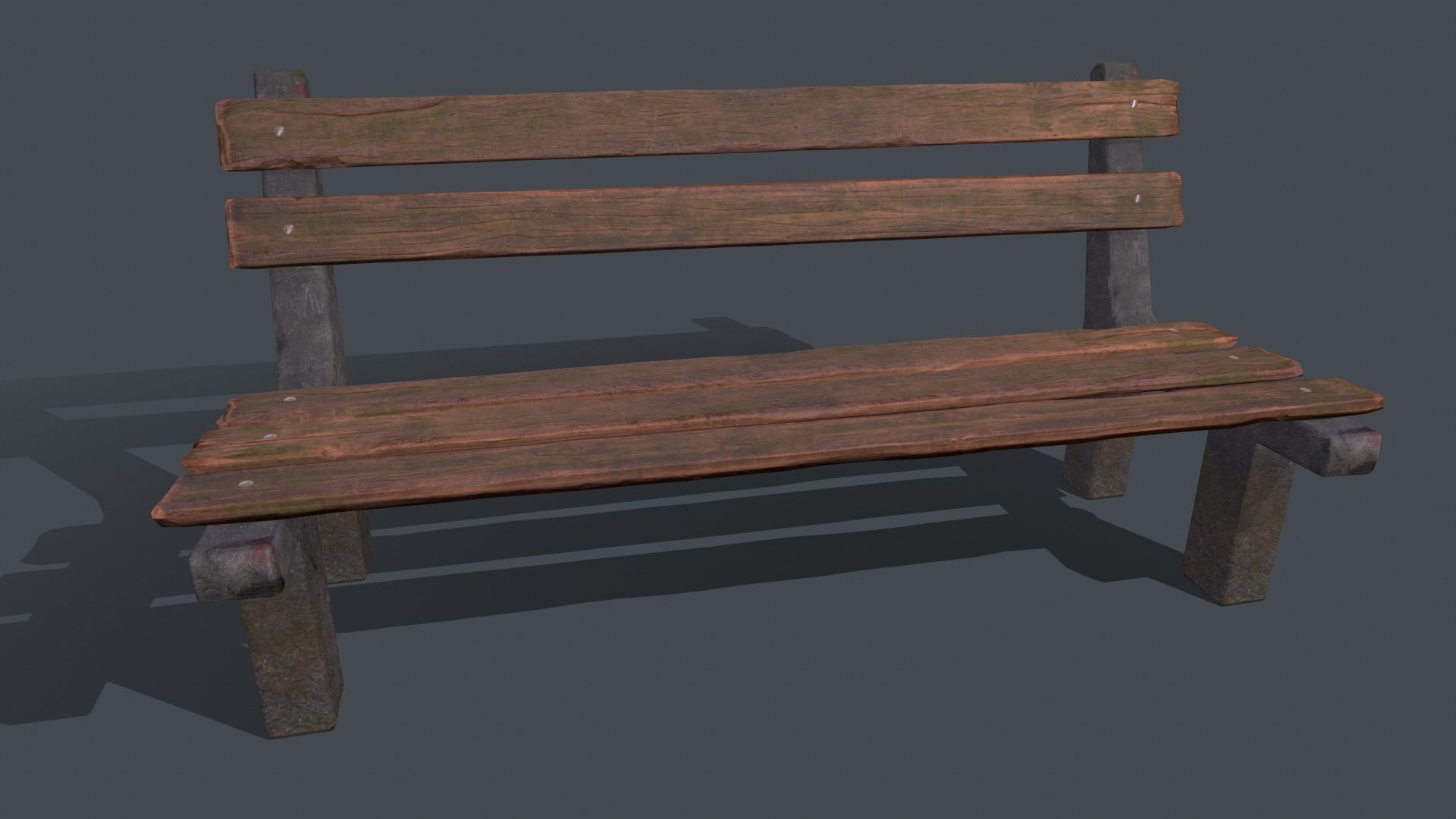 Bench wooden Low-poly 3D model_2
