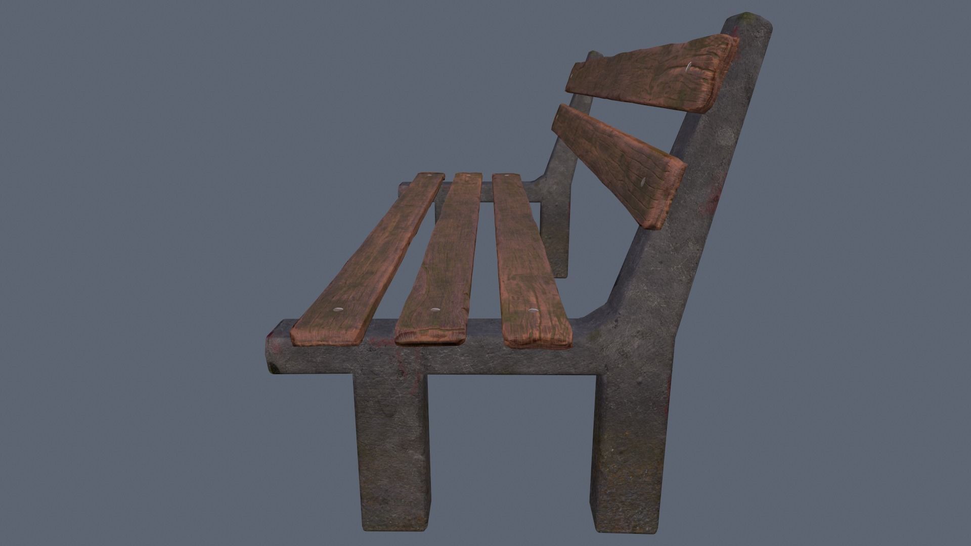 Bench wooden Low-poly 3D model_3