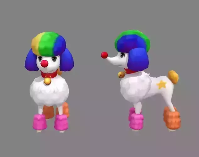 Cartoon puppy - Poodle - baby dog Low-poly 3D model