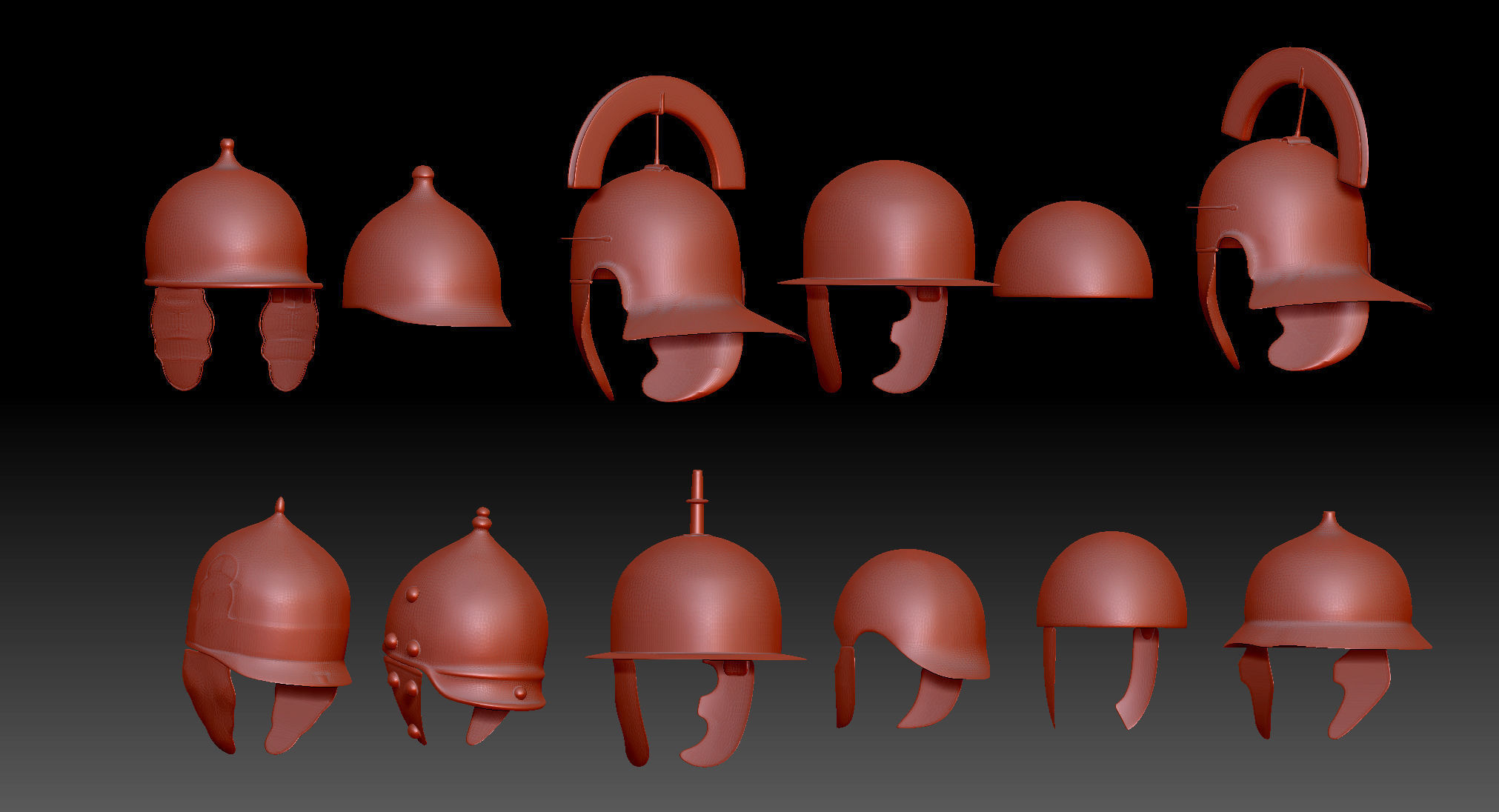 18 Roman Helmets for legionary centurion soldiers and warriors 3D print model_8