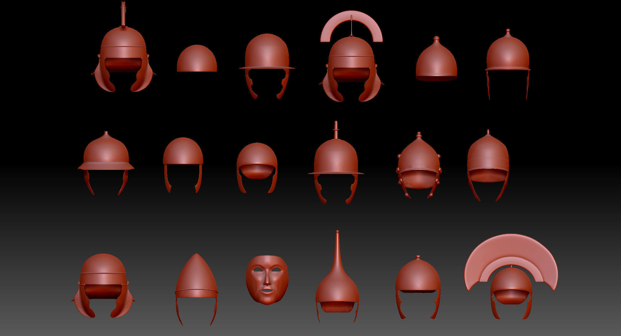 18 Roman Helmets for legionary centurion soldiers and warriors 3D print model_5