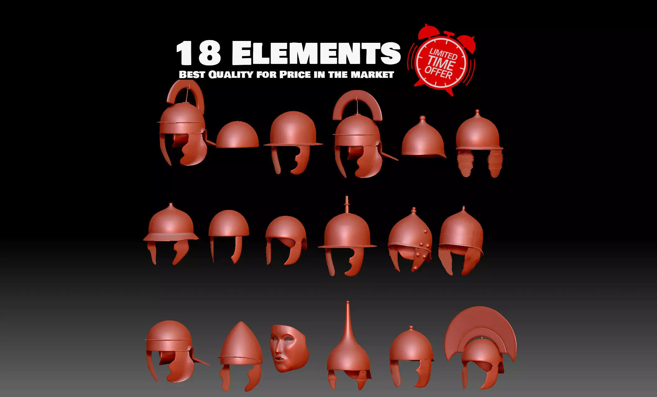 18 Roman Helmets for legionary centurion soldiers and warriors 3D print model_0