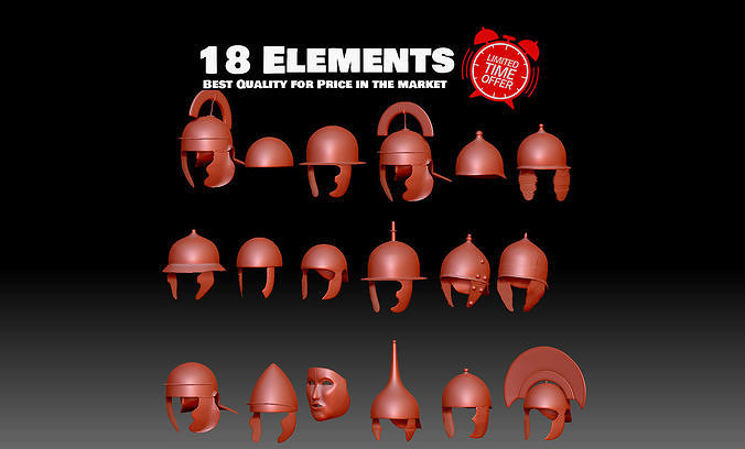 18 Roman Helmets for legionary centurion soldiers and warriors 3D print model