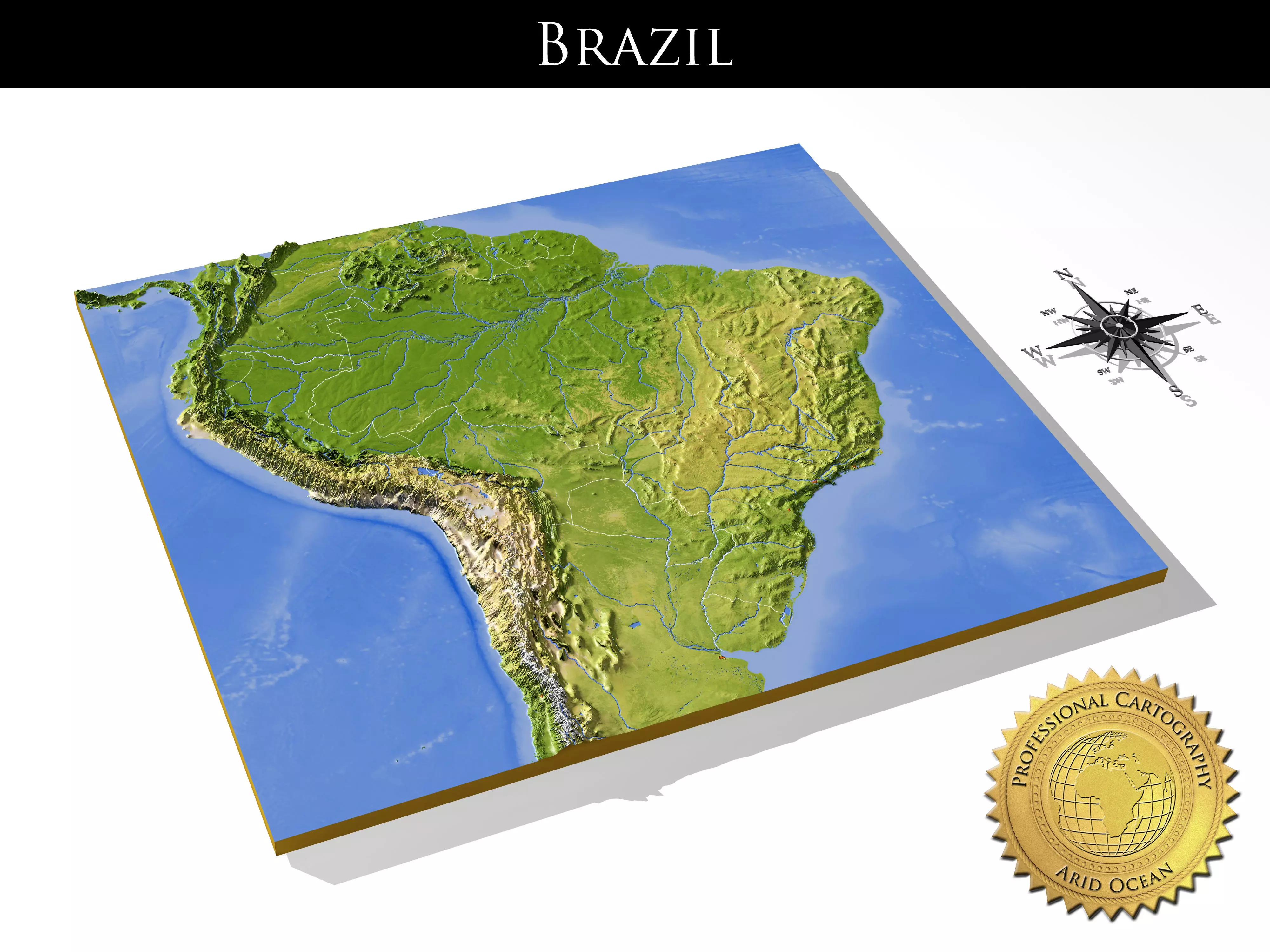 Brazil High resolution 3D relief maps 3D model_0