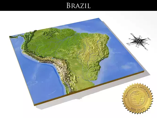 Brazil High resolution 3D relief maps 3D model