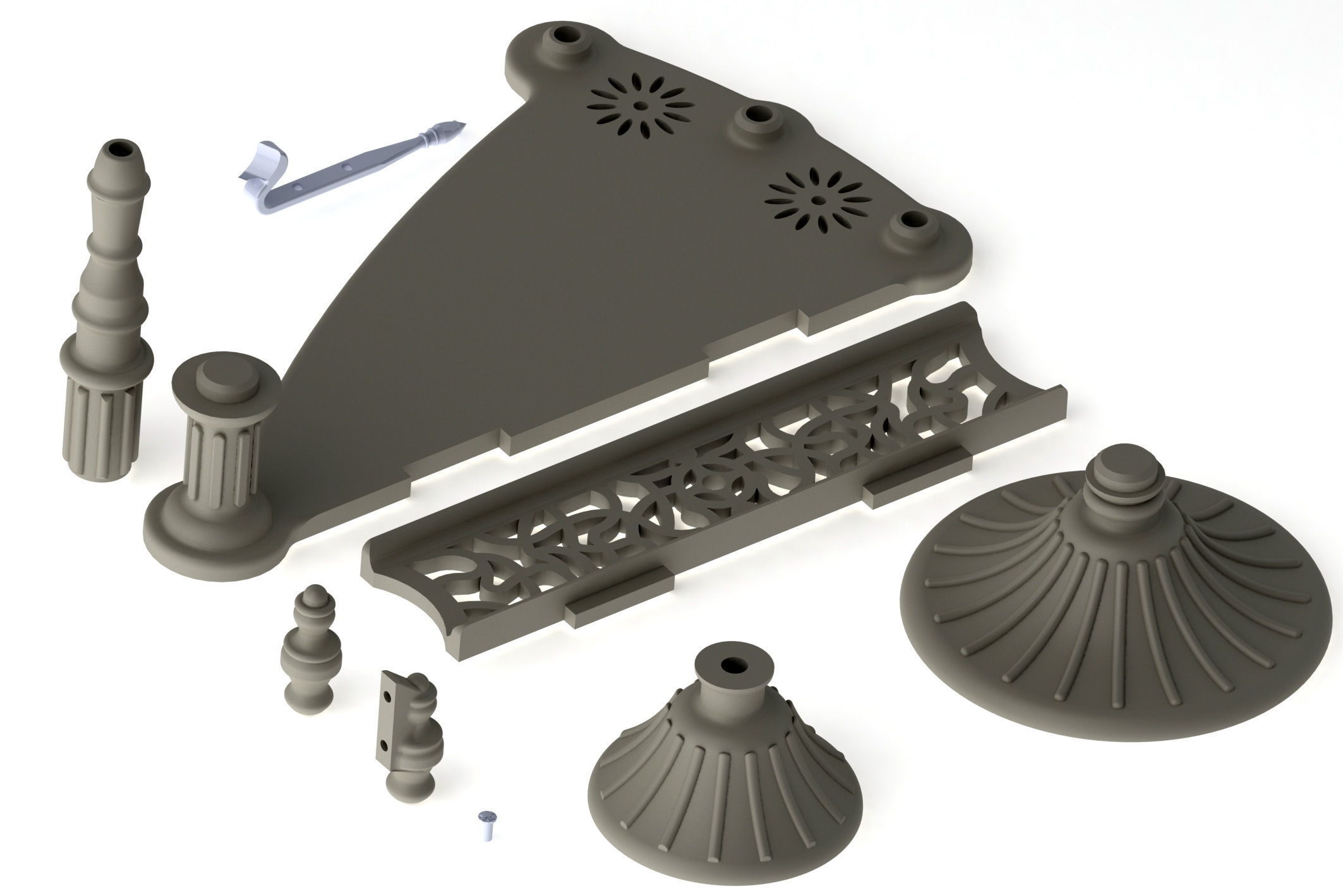 Spiral stair for dollshouse 3D print model_3