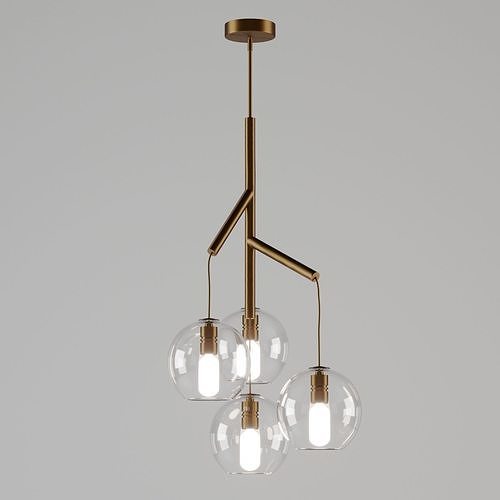 Sedona Chandelier Aged Brass Clear LED Manhattan Beach Display 3D model