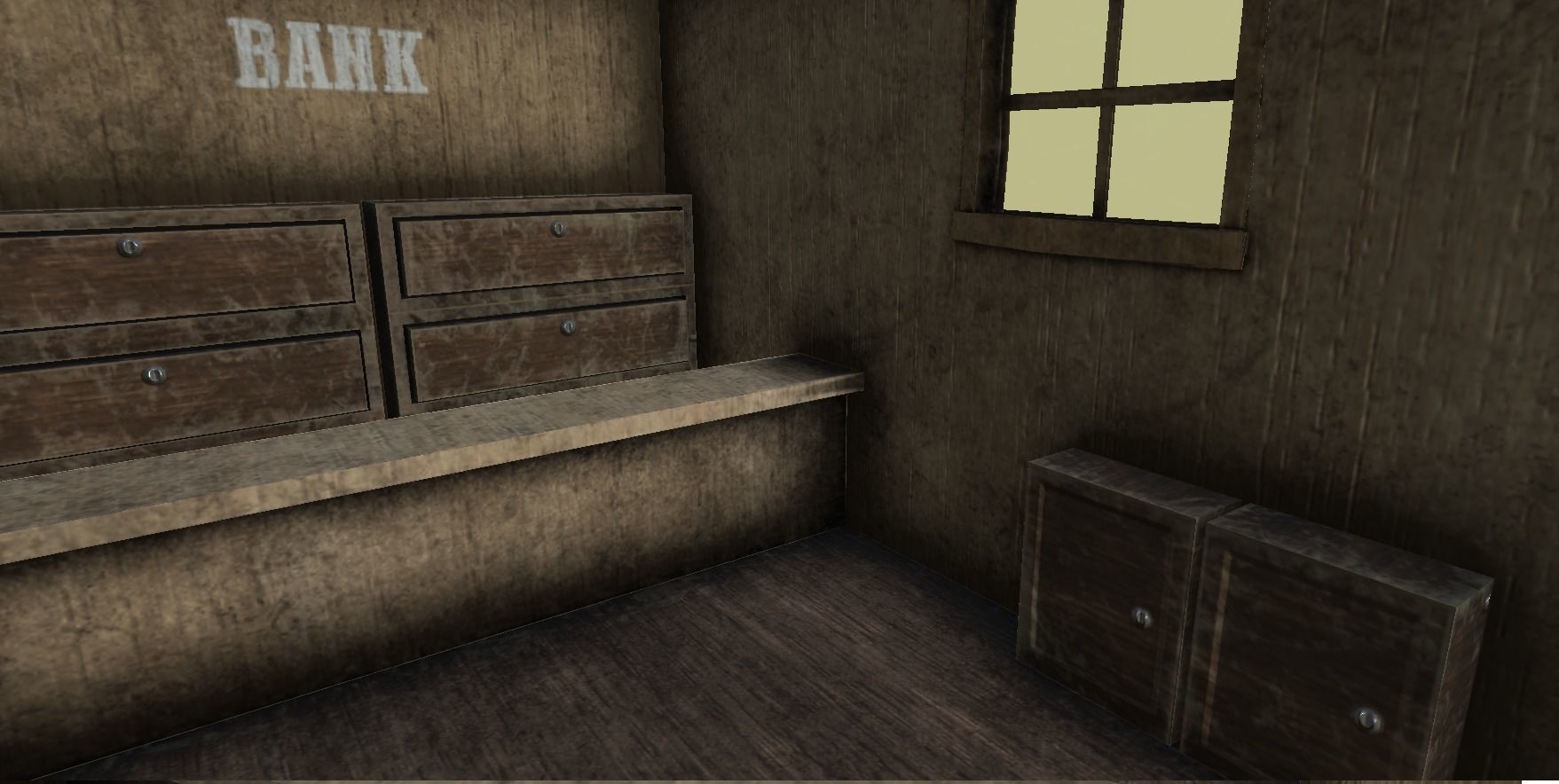 Western Bank - Wild West - Building Backdrop Full Perm Low-poly 3D model_4