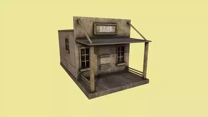 Western Bank - Wild West - Building Backdrop Full Perm Low-poly 3D model