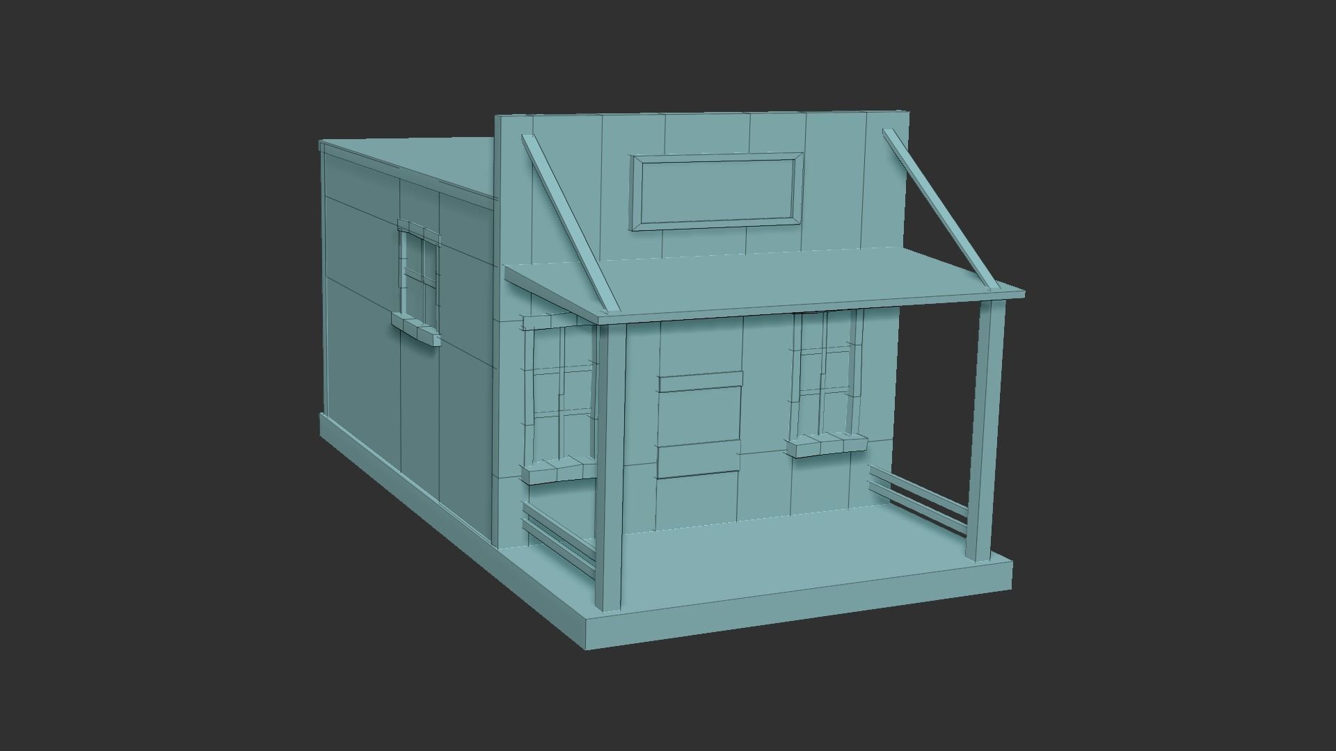 Western Bank - Wild West - Building Backdrop Full Perm Low-poly 3D model_13