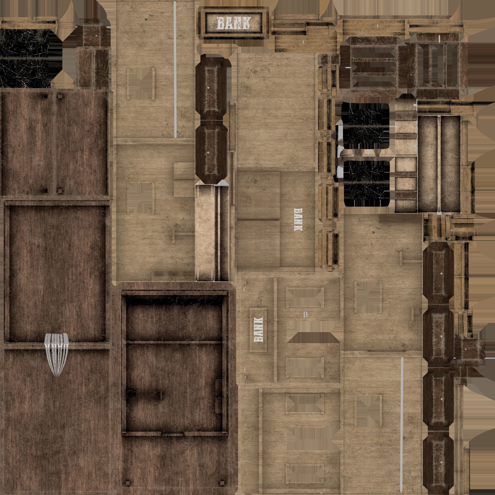 Western Bank - Wild West - Building Backdrop Full Perm Low-poly 3D model_16