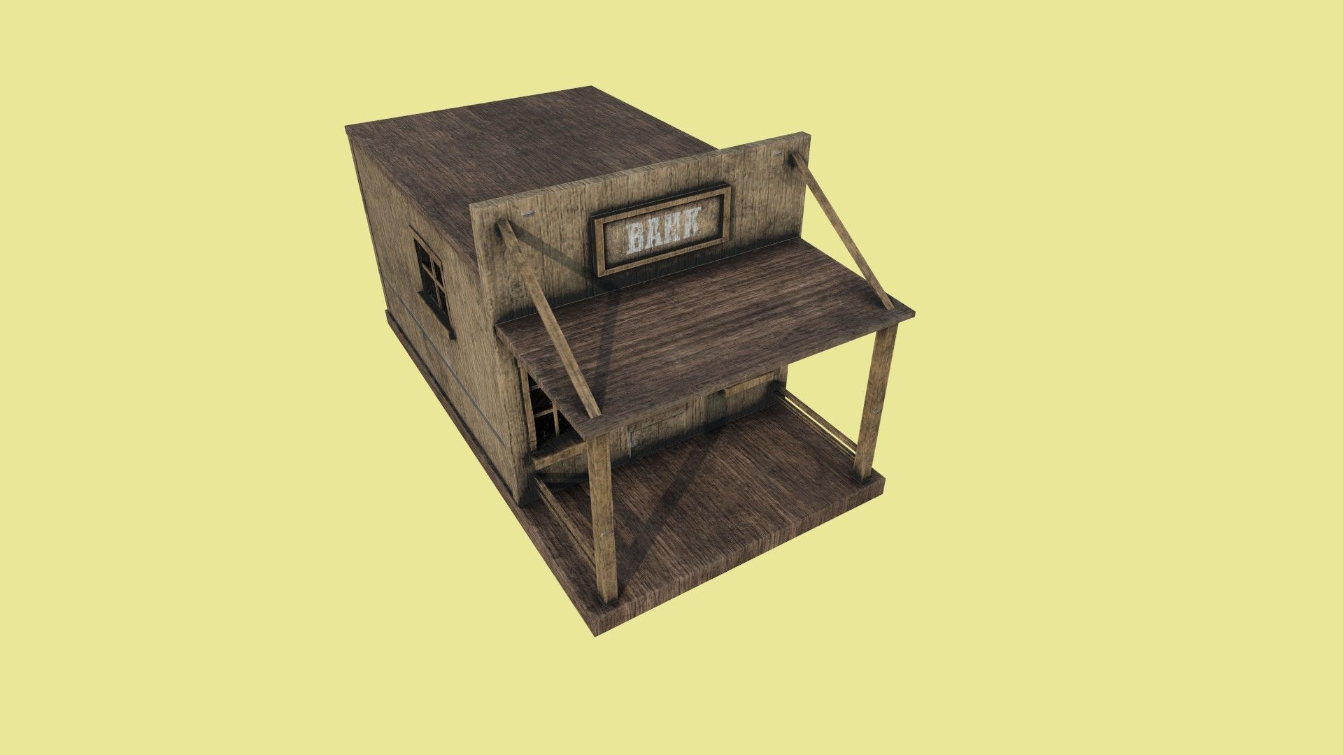 Western Bank - Wild West - Building Backdrop Full Perm Low-poly 3D model_2