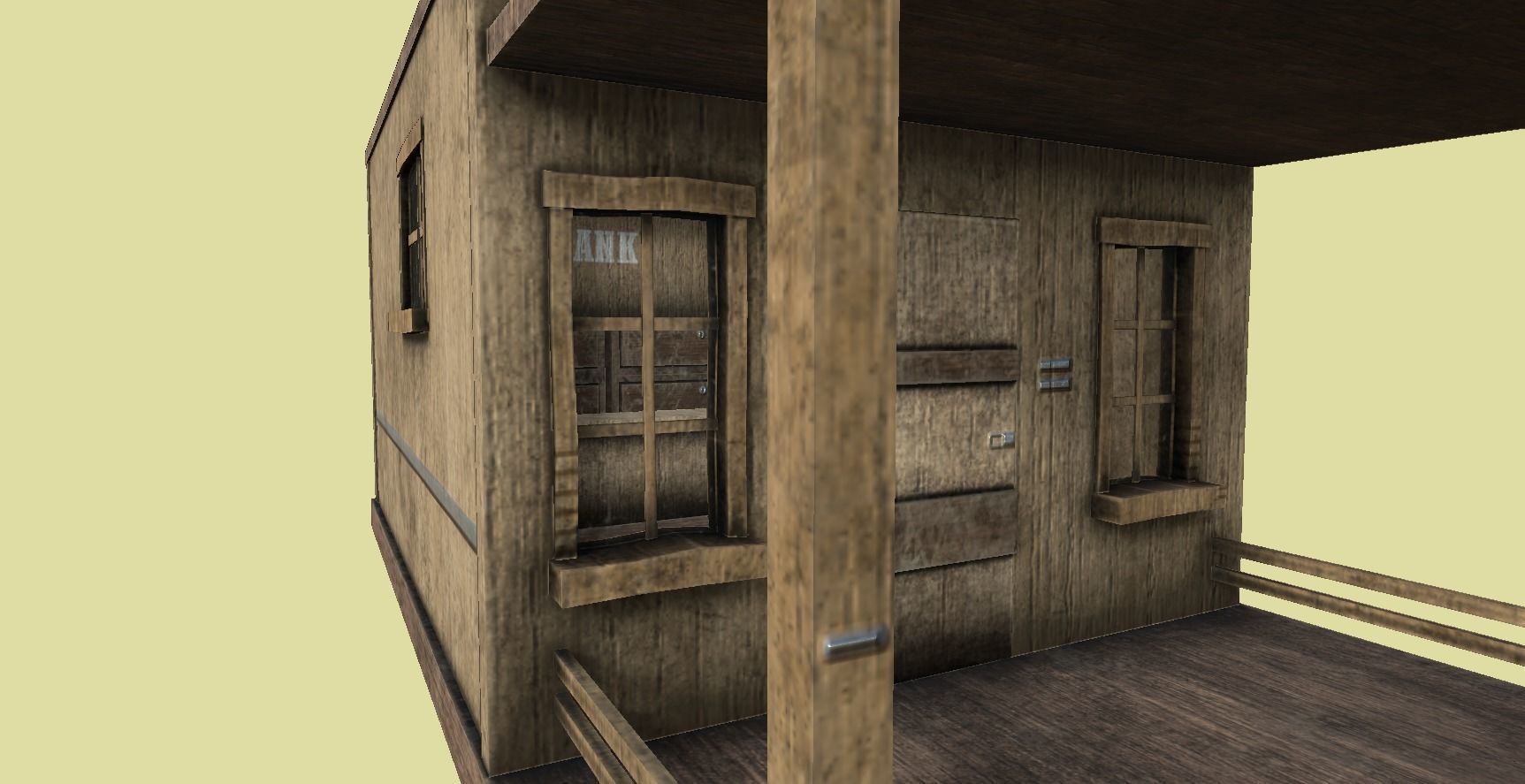 Western Bank - Wild West - Building Backdrop Full Perm Low-poly 3D model_7