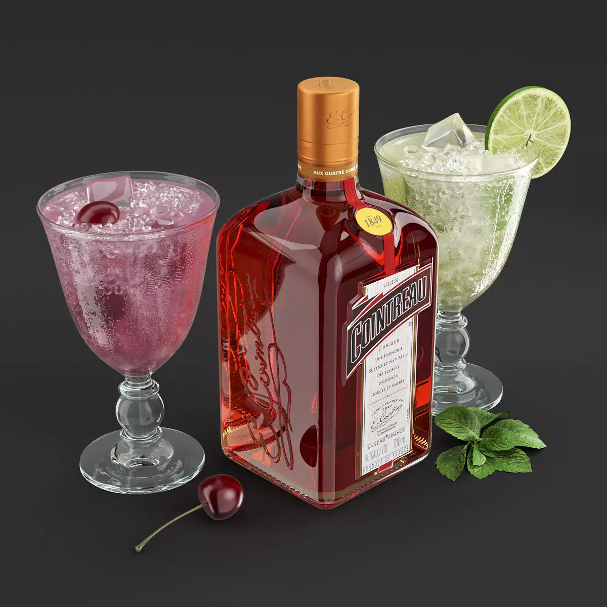 Cointreau Fizz Cocktails Set 3D model