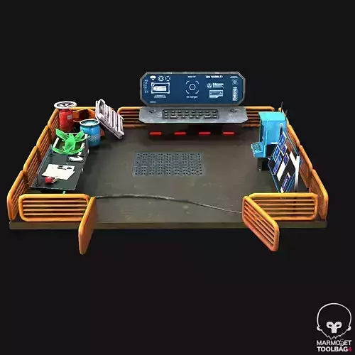 Scifi Scene Modular Gameready Lowpoly Low-poly 3D model