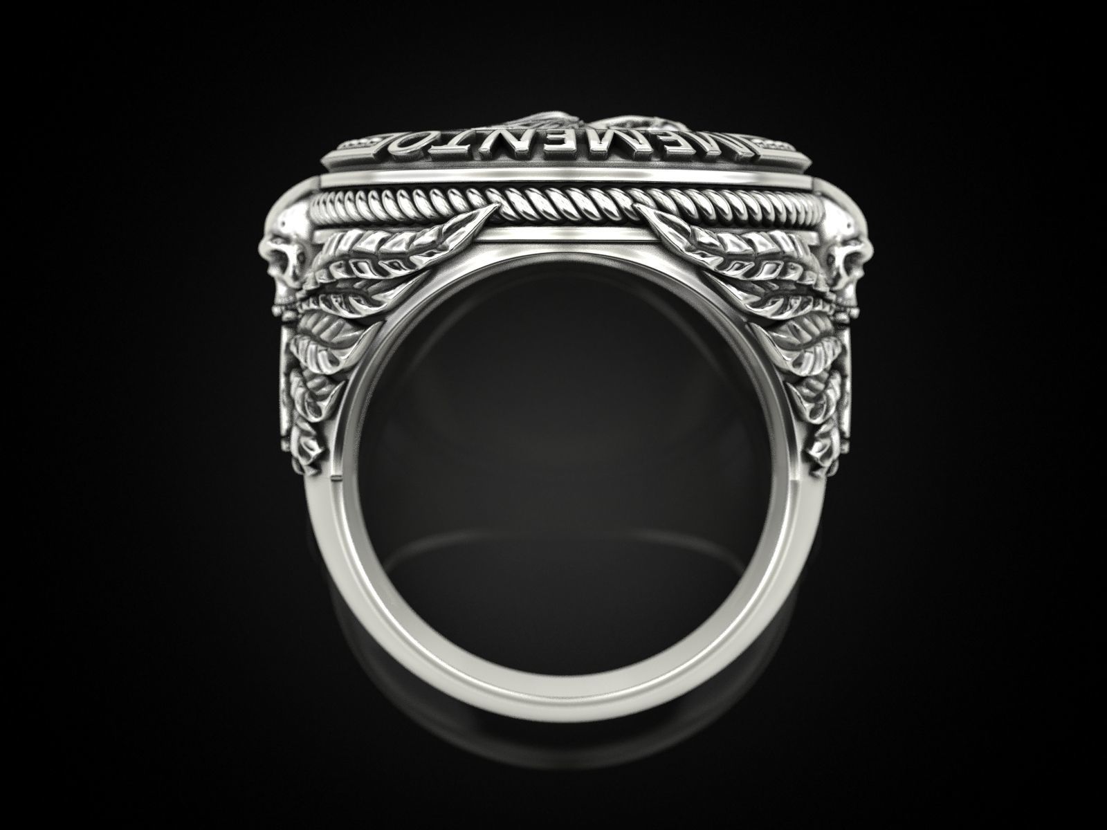 Zodiac skull ring Leo 3D print model_8