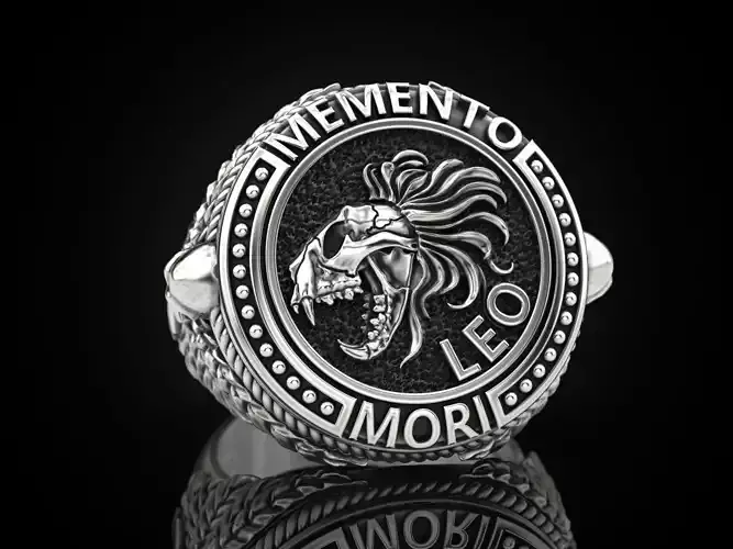 Zodiac skull ring Leo 3D print model