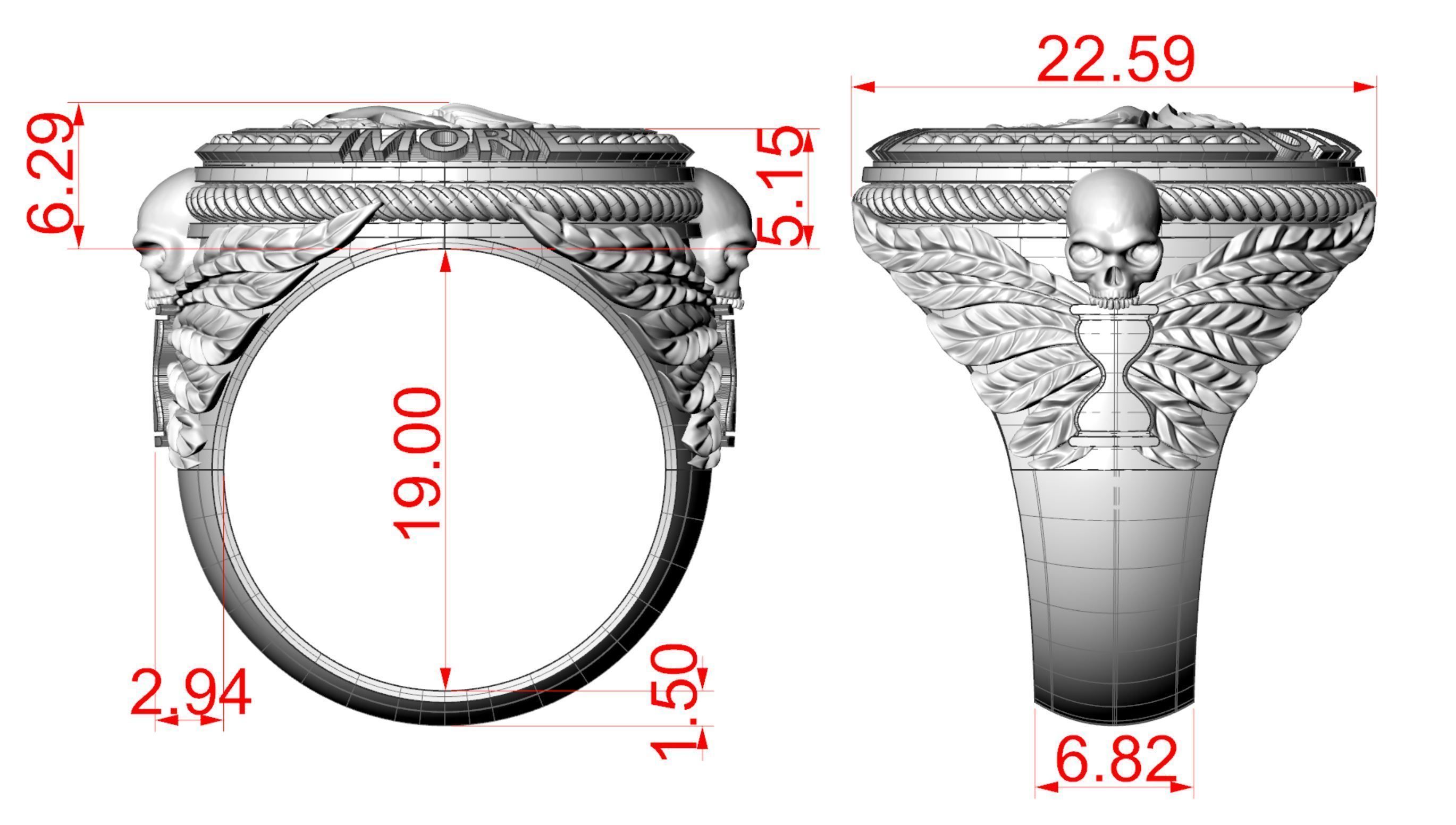 Zodiac skull ring Leo 3D print model_10