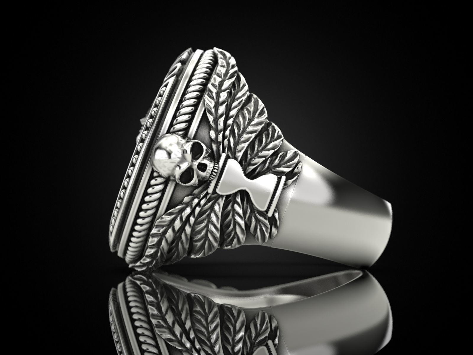 Zodiac skull ring Leo 3D print model_7