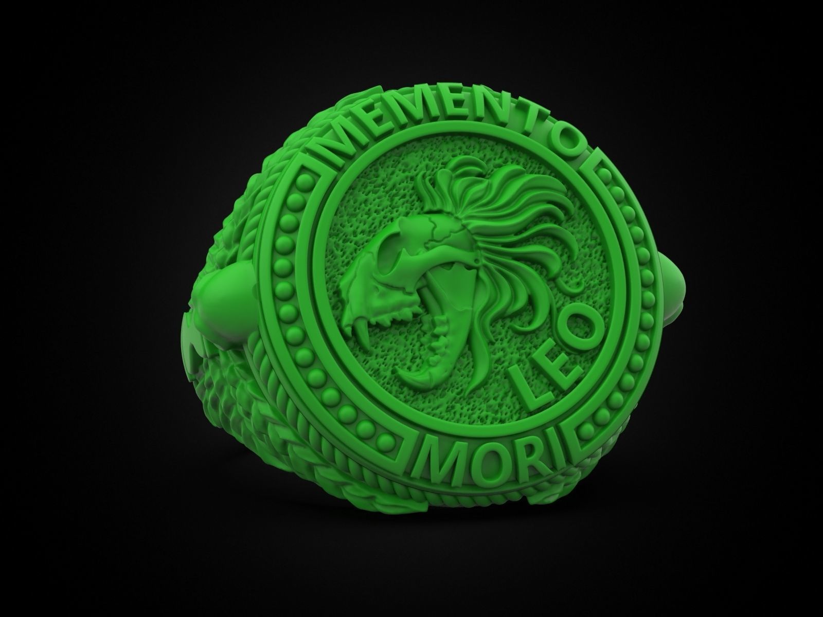 Zodiac skull ring Leo 3D print model_9