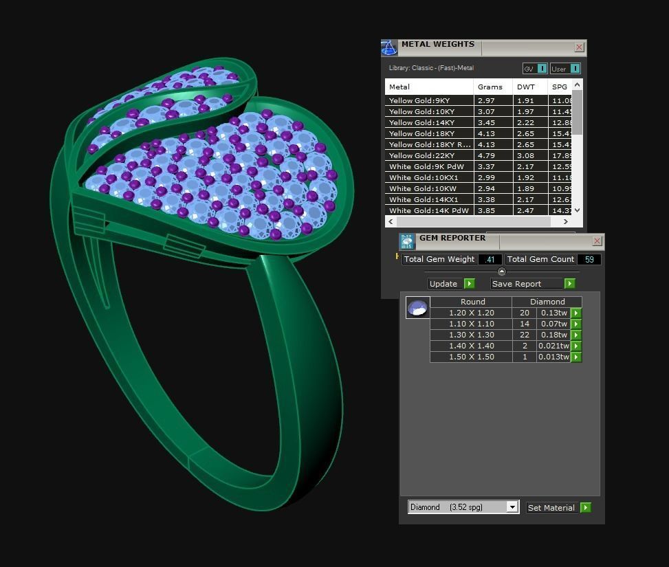 Diamond Jewelry Heart Ring  3D print model_3