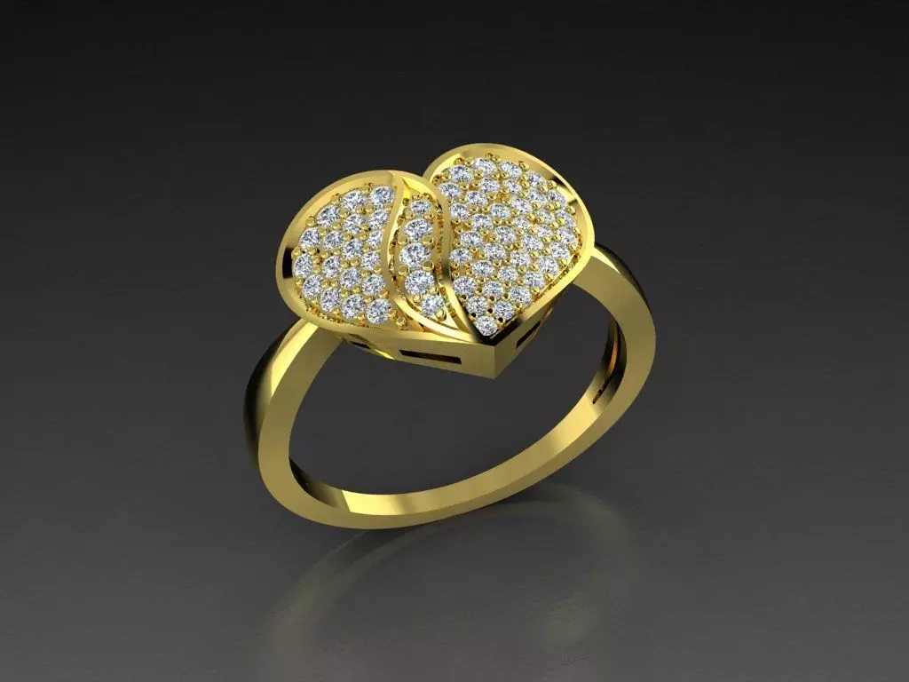 Diamond Jewelry Heart Ring  3D print model_0