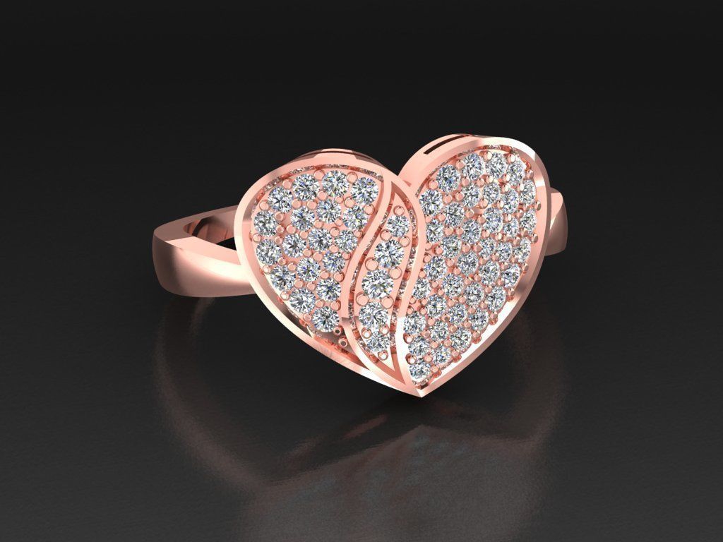 Diamond Jewelry Heart Ring  3D print model_15