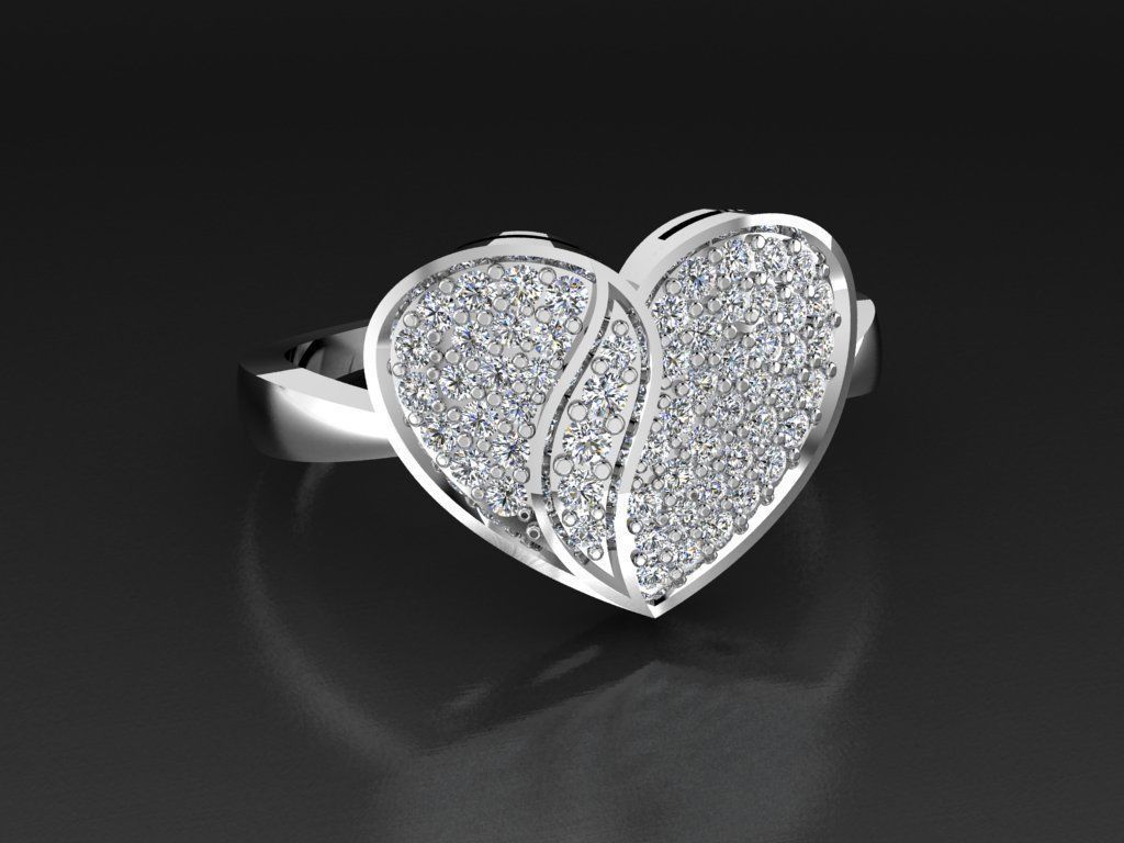 Diamond Jewelry Heart Ring  3D print model_11
