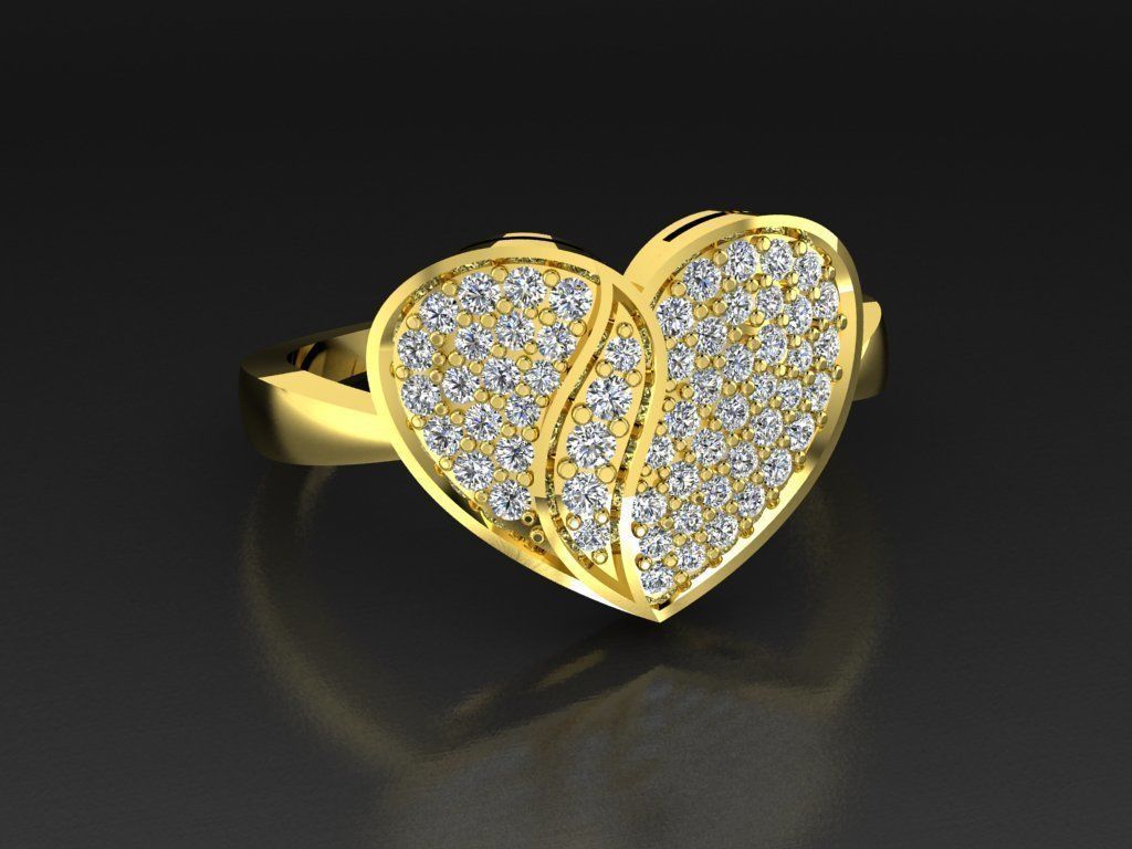 Diamond Jewelry Heart Ring  3D print model_9