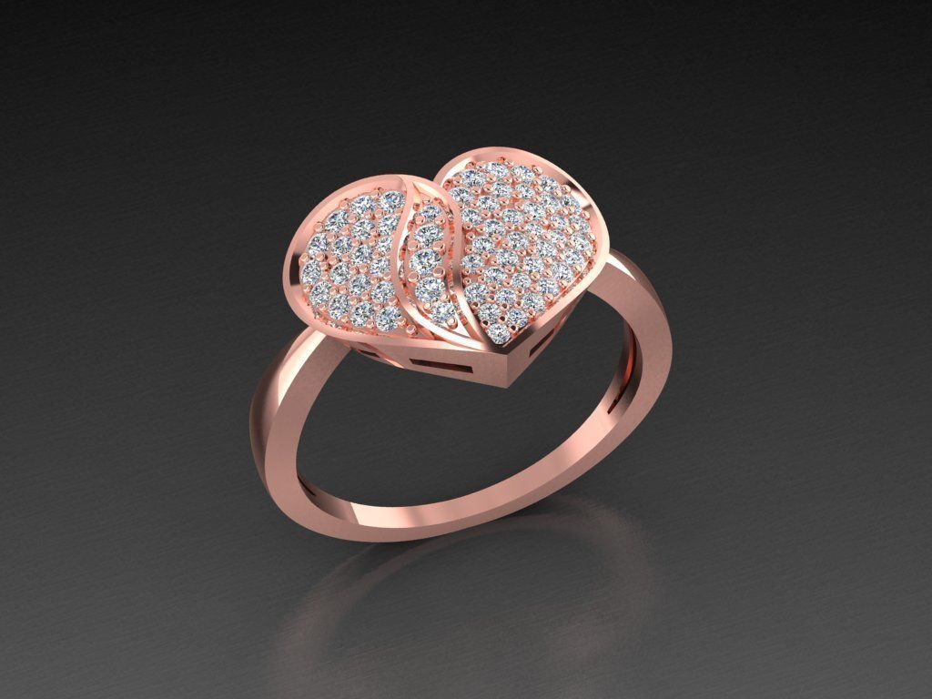 Diamond Jewelry Heart Ring  3D print model_14