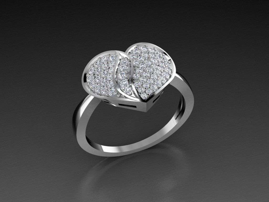 Diamond Jewelry Heart Ring  3D print model_7
