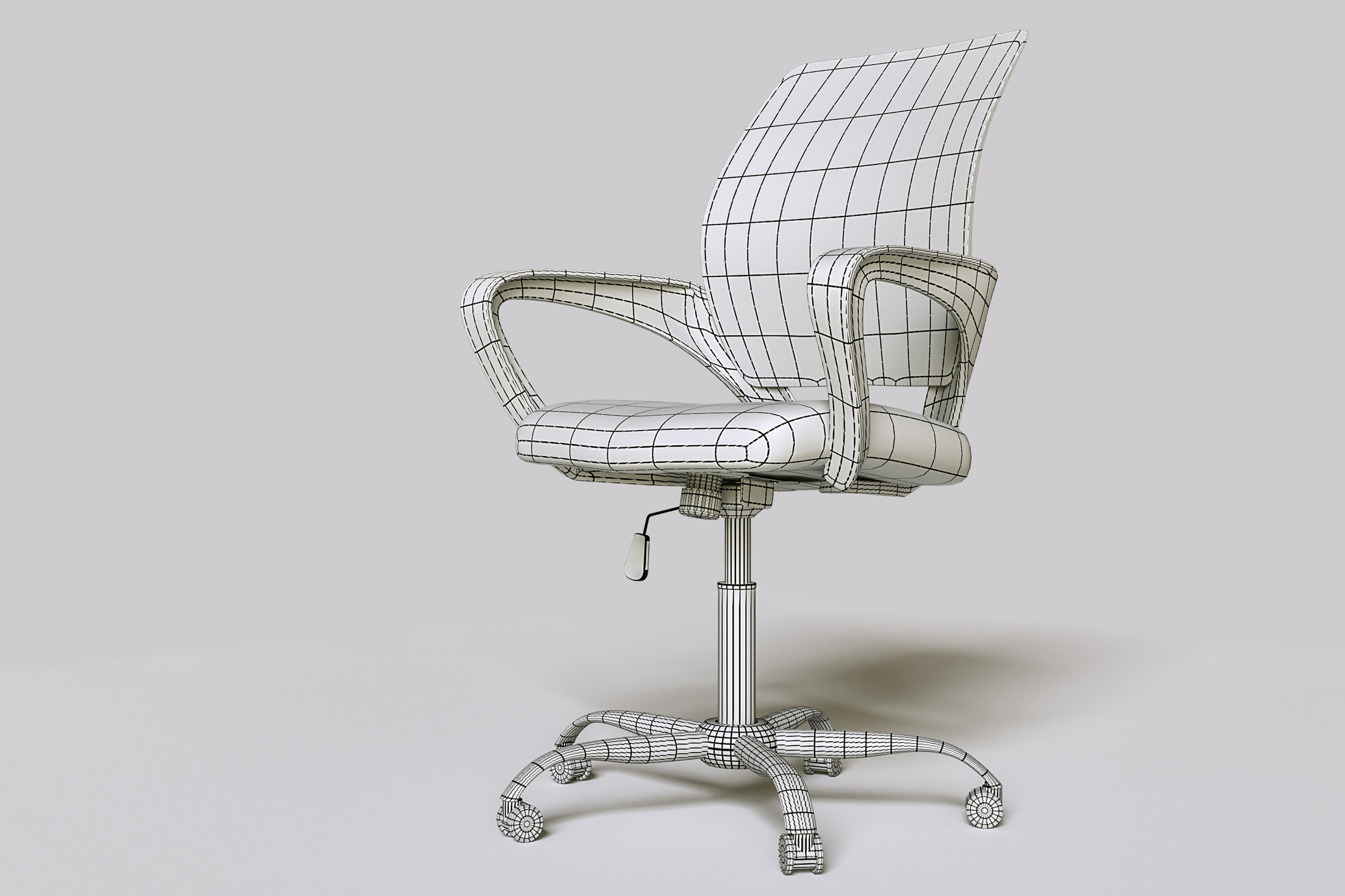 Office Chair Operative Chair SO 001 Hight and low ply versions Low-poly 3D model_2