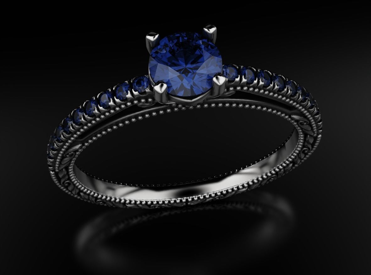 Diamond engagement ring 621 3D print model_8