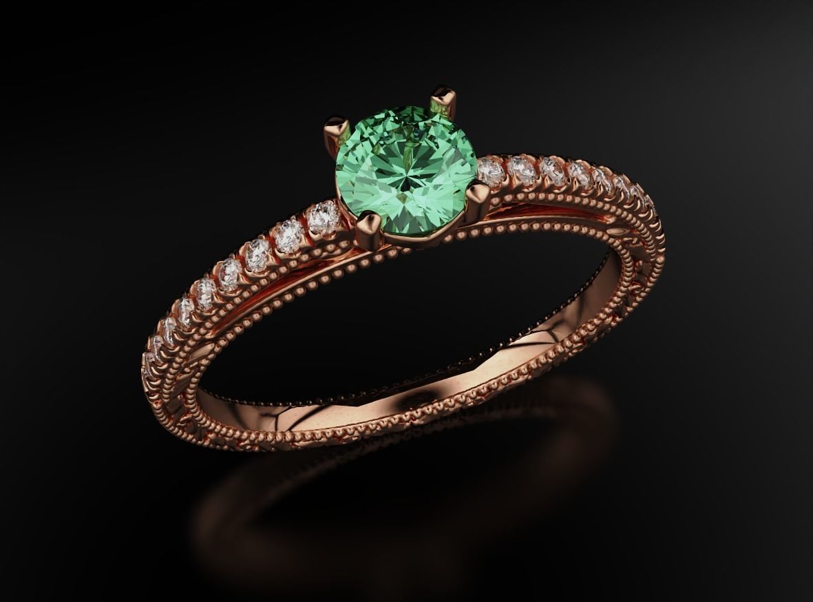 Diamond engagement ring 621 3D print model_12