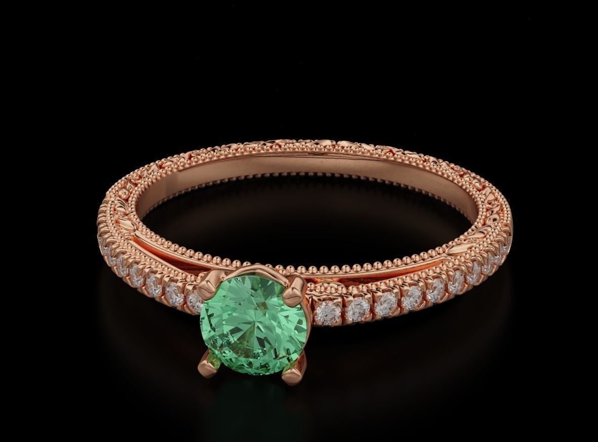 Diamond engagement ring 621 3D print model_9