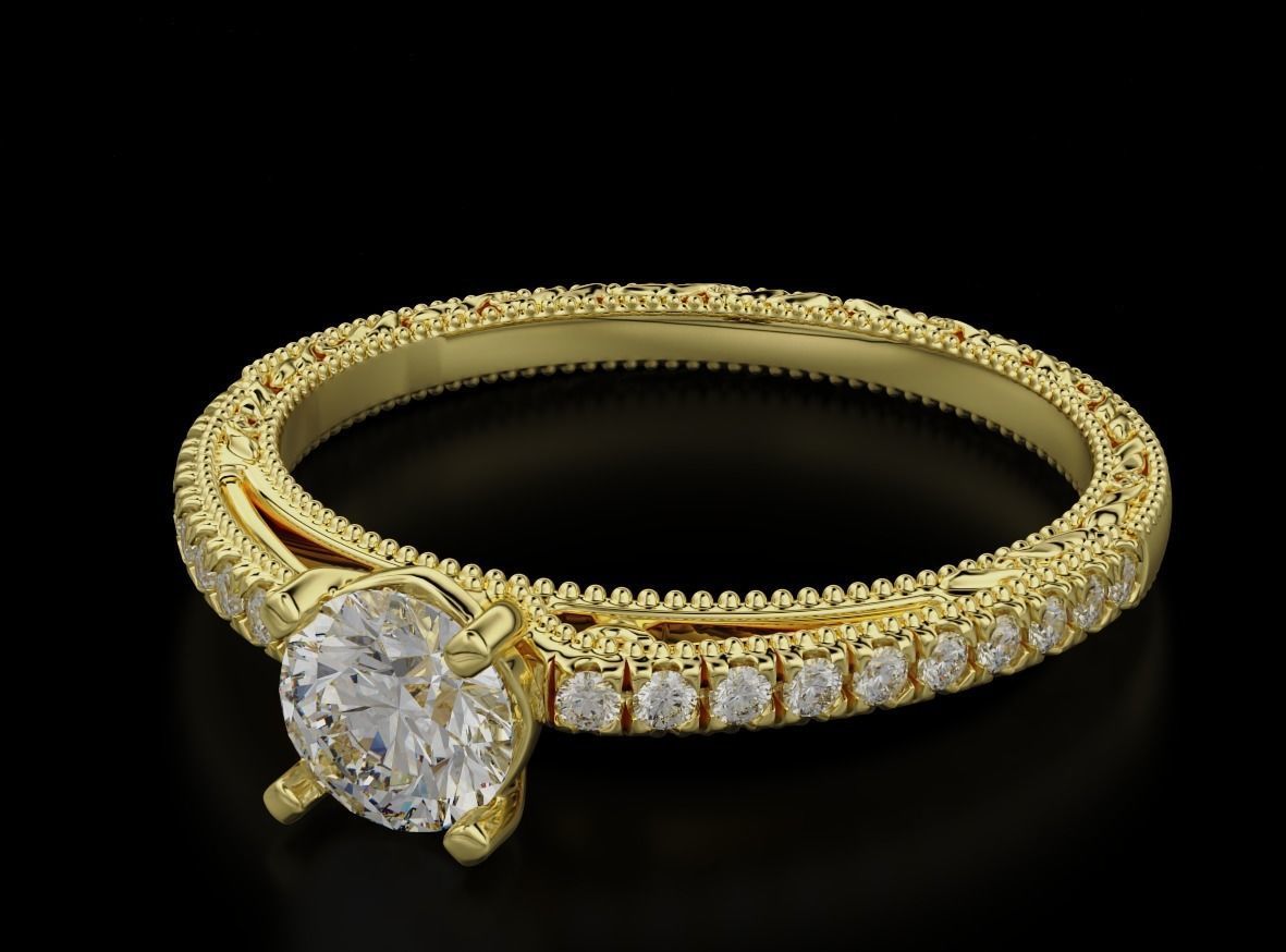 Diamond engagement ring 621 3D print model_3