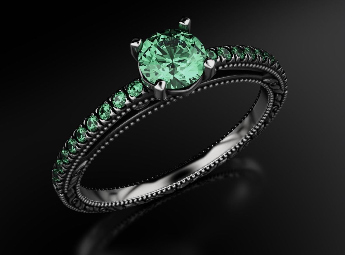 Diamond engagement ring 621 3D print model_4