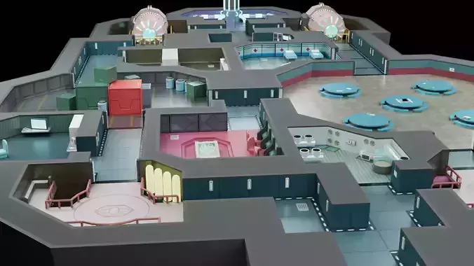 Among Us Map with all Textures and Props Low-poly 3D model