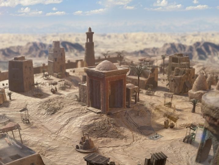 Top-Down Desert Town - LowPoly Low-poly 3D model_0