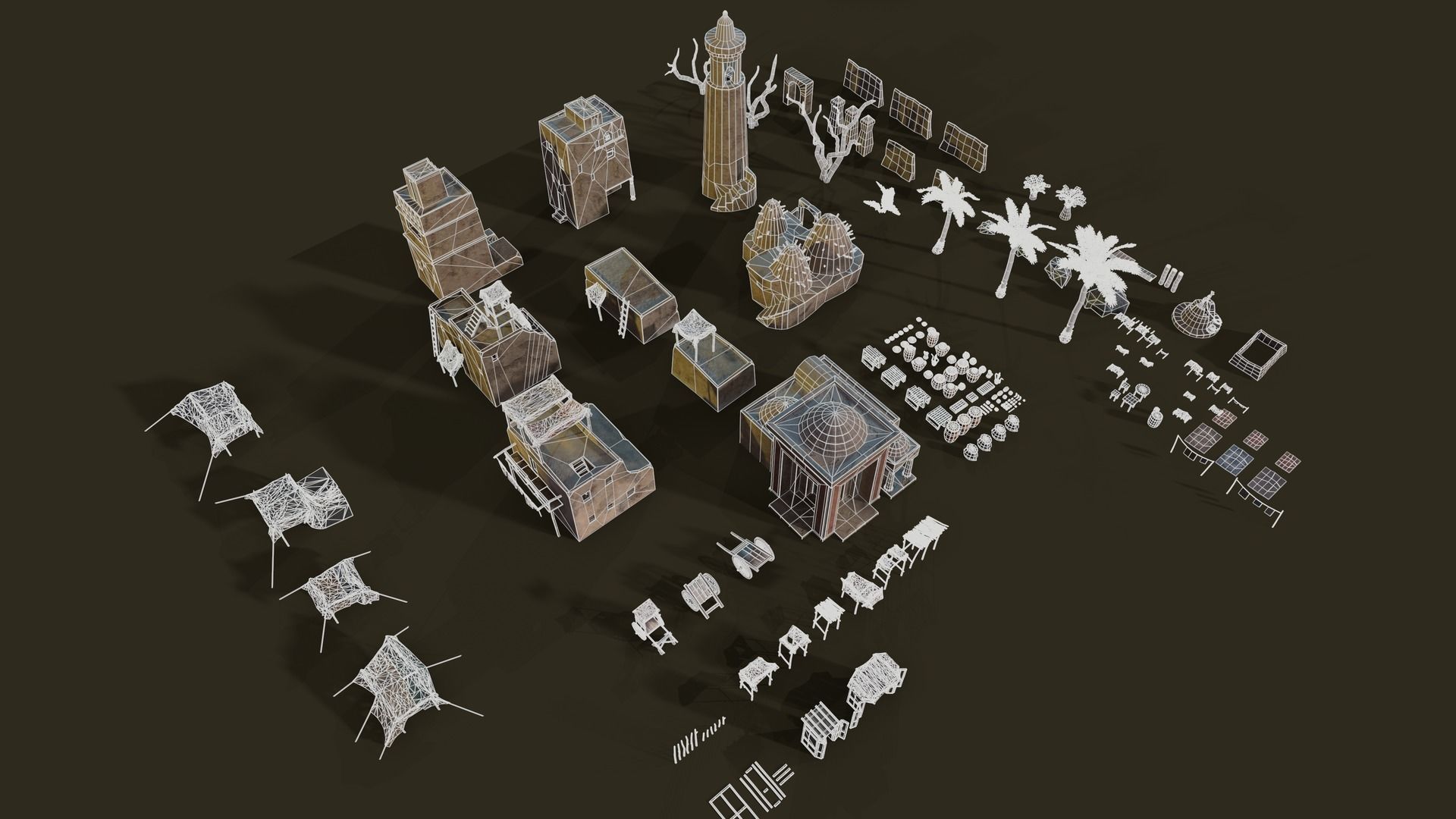 Top-Down Desert Town - LowPoly Low-poly 3D model_15