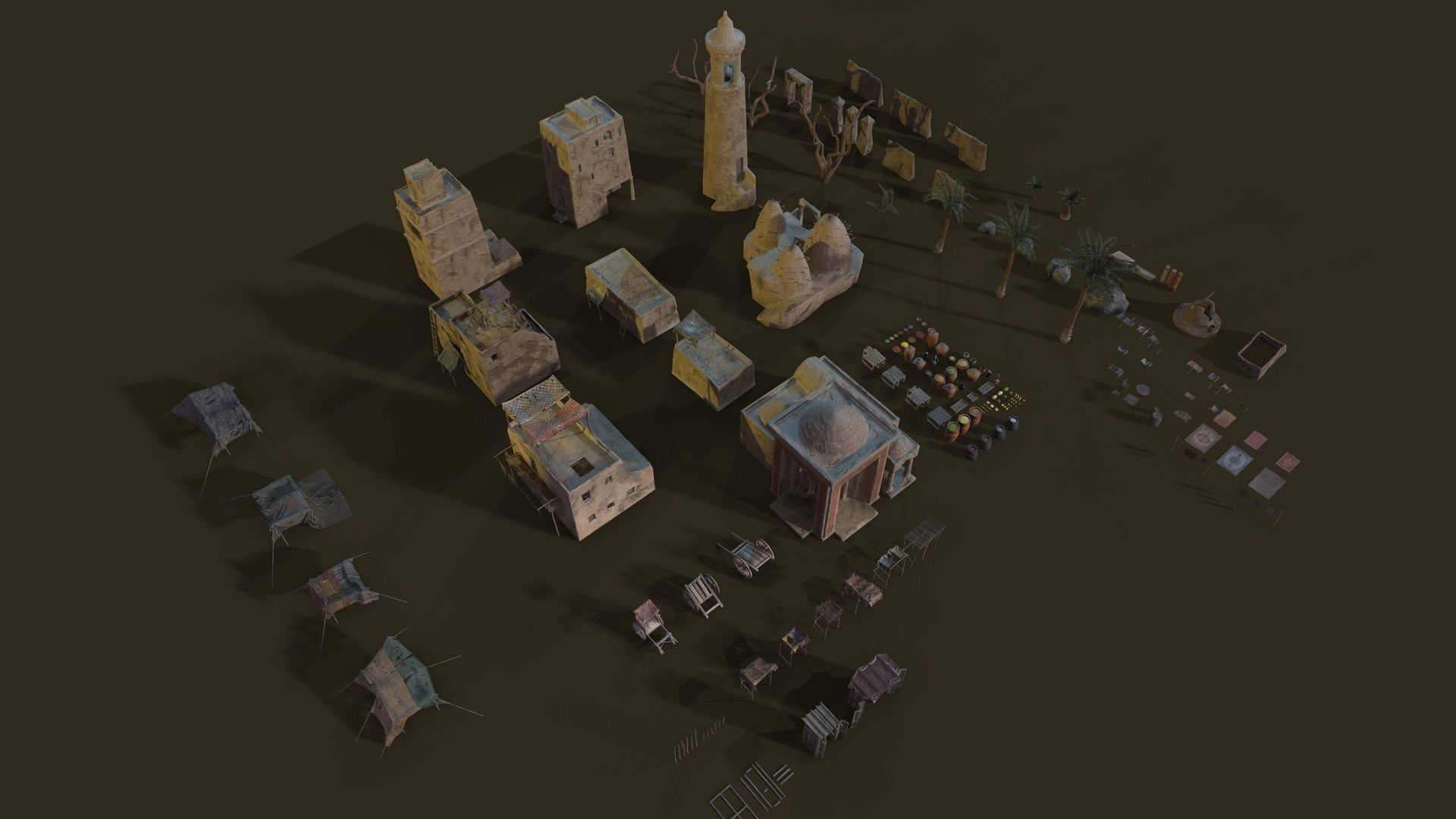 Top-Down Desert Town - LowPoly Low-poly 3D model_11