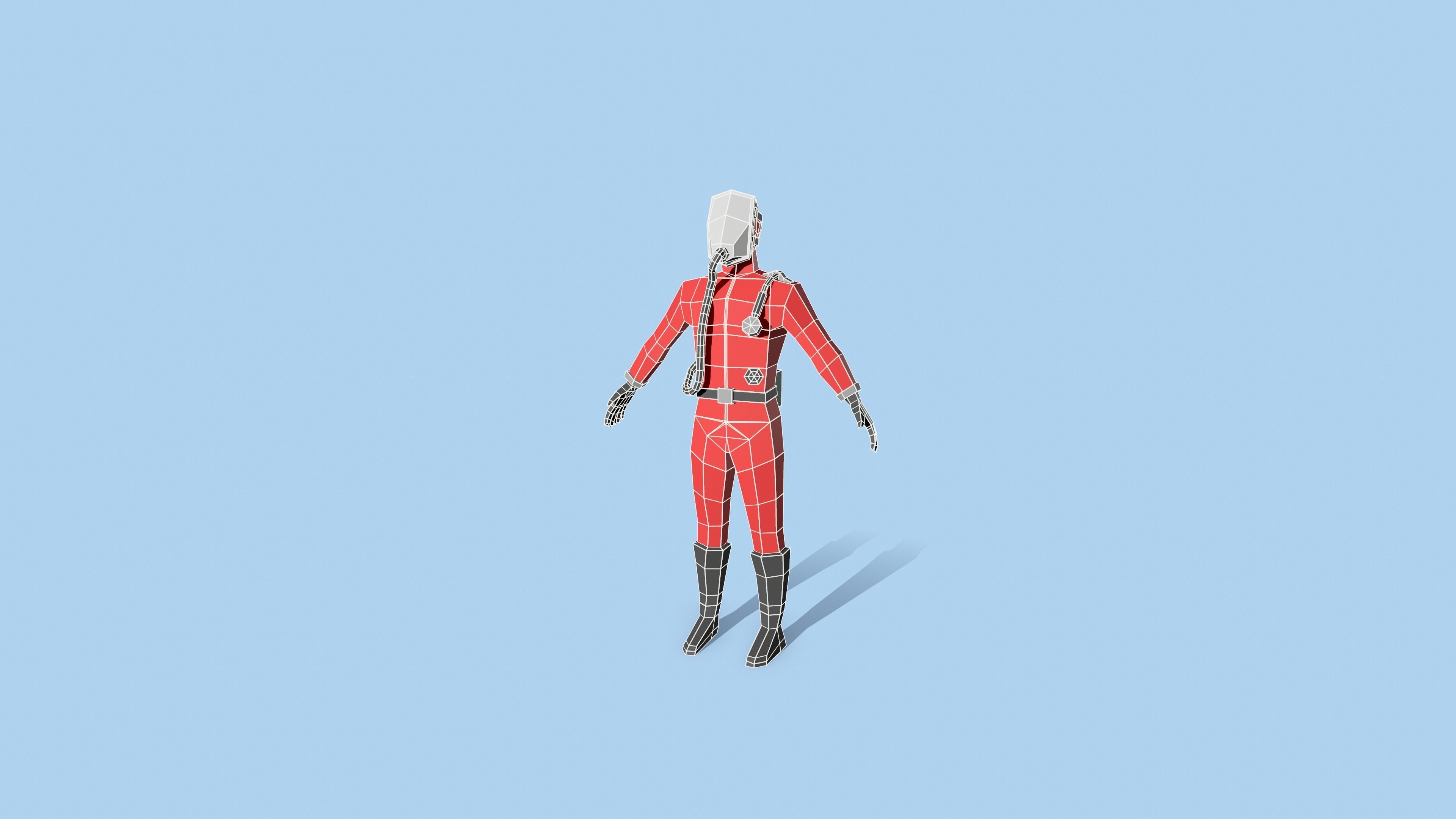 Hazmat man in gas mask Free low-poly 3D model_15